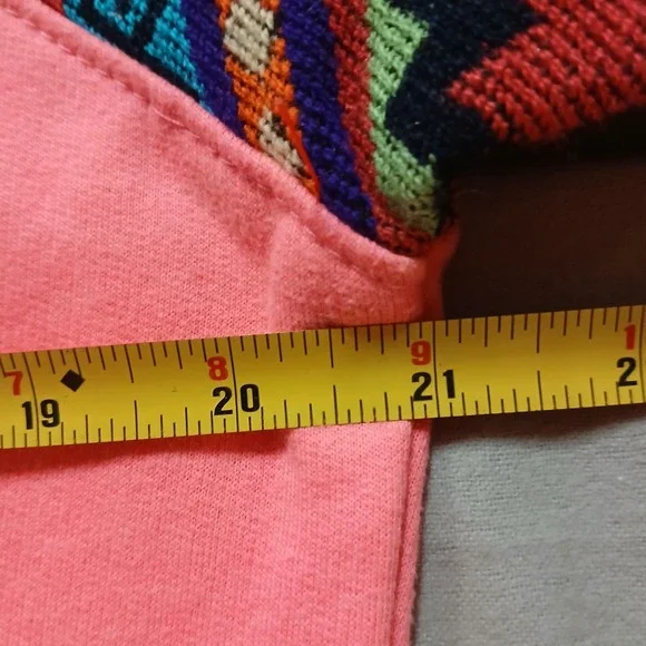 Blue Footed Design Hoodie Womens M Hot Pink Neon Aztec Mayan Native - Picture 8 of 13